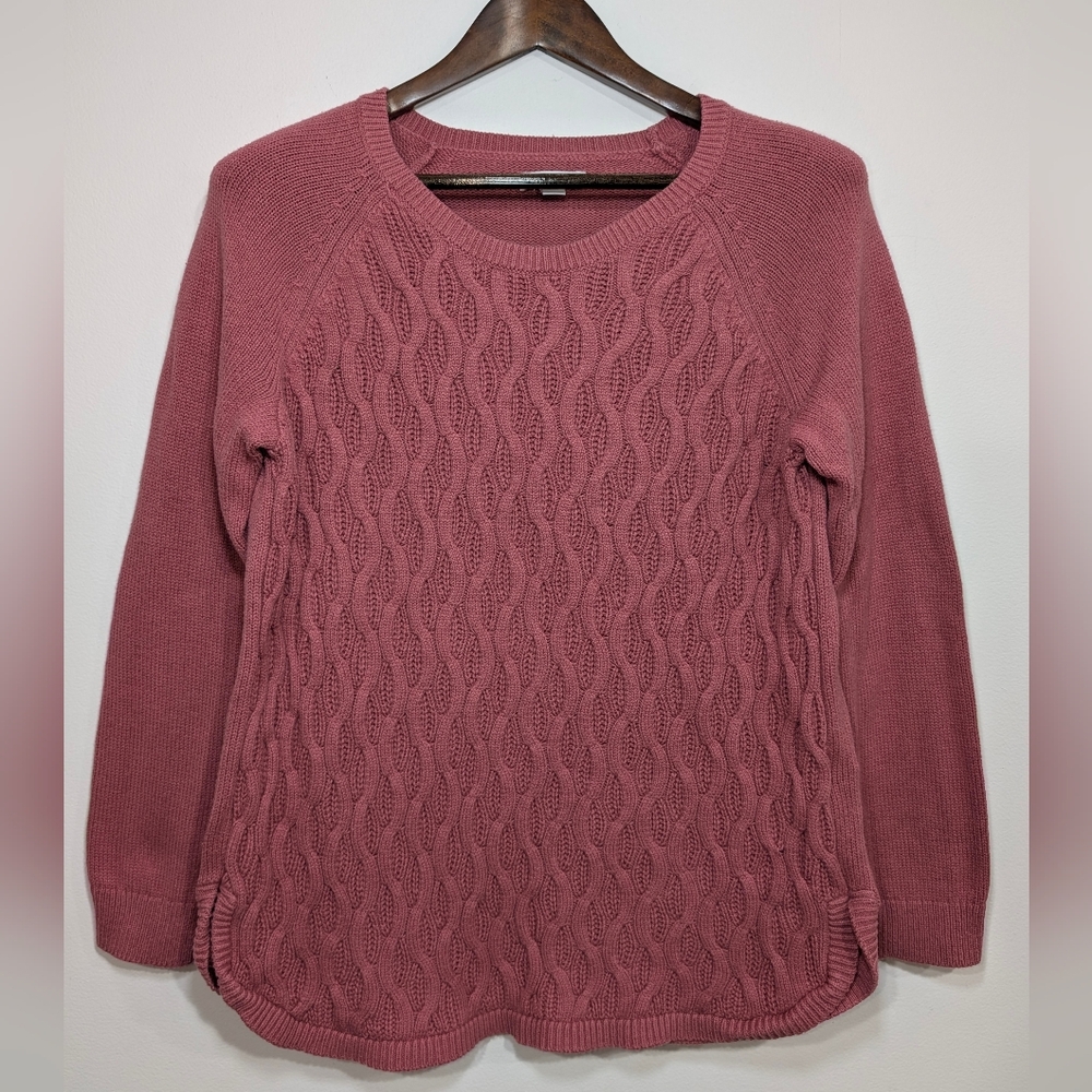 Sonoma Women's Large Mauve Dusty Pink Cable Knit Sweater